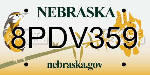 8PDV359 Nebraska License Plate