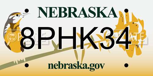 8PHK34 Nebraska License Plate