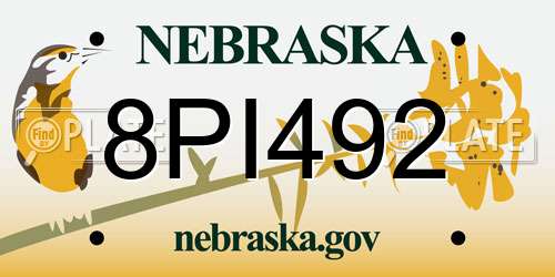 8PI492 Nebraska License Plate