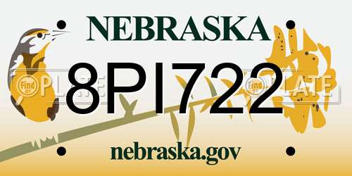 8PI722 Nebraska License Plate