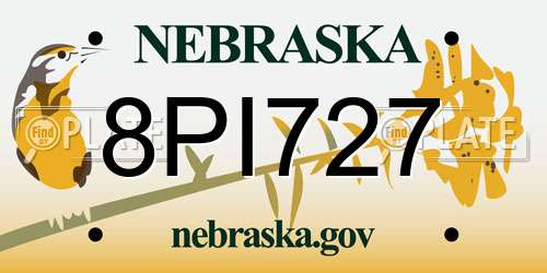 8PI727 Nebraska License Plate
