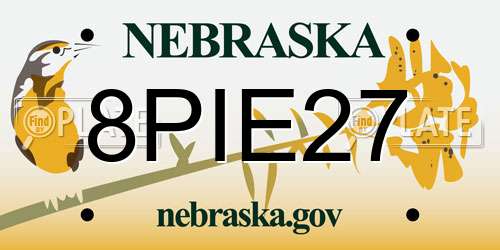 8PIE27 Nebraska License Plate