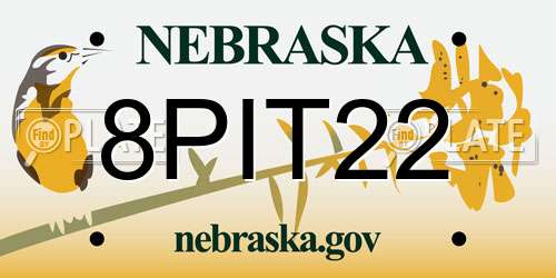 8PIT22 Nebraska License Plate