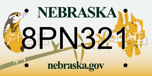 8PN321 Nebraska License Plate