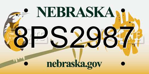 8PS2987 Nebraska License Plate