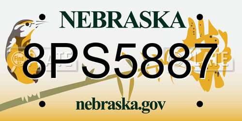 8PS5887 Nebraska License Plate