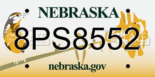 8PS8552 Nebraska License Plate