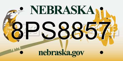 8PS8857 Nebraska License Plate