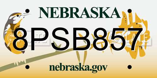 8PSB857 Nebraska License Plate