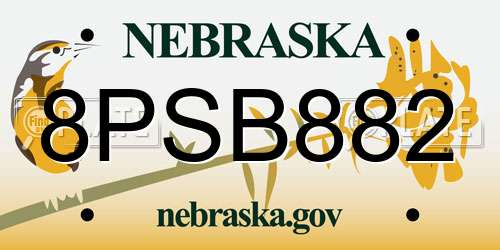 8PSB882 Nebraska License Plate