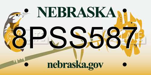 8PSS587 Nebraska License Plate