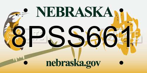 8PSS661 Nebraska License Plate