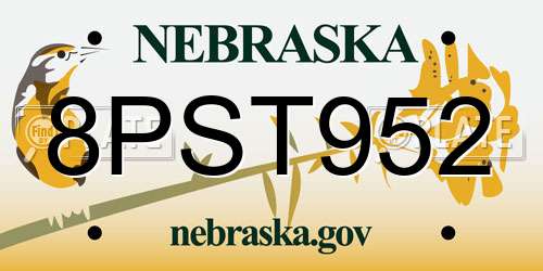 8PST952 Nebraska License Plate