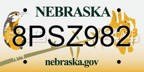 8PSZ982 Nebraska License Plate