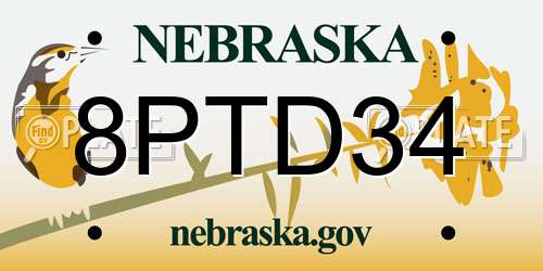 8PTD34 Nebraska License Plate