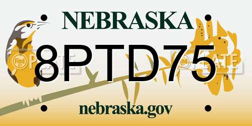 8PTD75 Nebraska License Plate