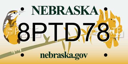 8PTD78 Nebraska License Plate