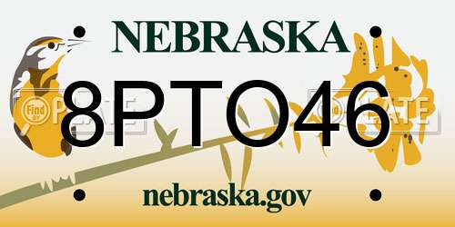 8PTO46 Nebraska License Plate