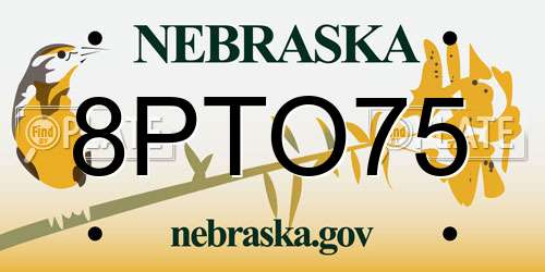 8PTO75 Nebraska License Plate