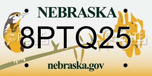 8PTQ25 Nebraska License Plate