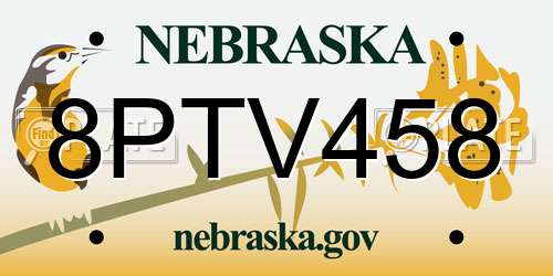 8PTV458 Nebraska License Plate