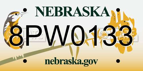 8PW0133 Nebraska License Plate