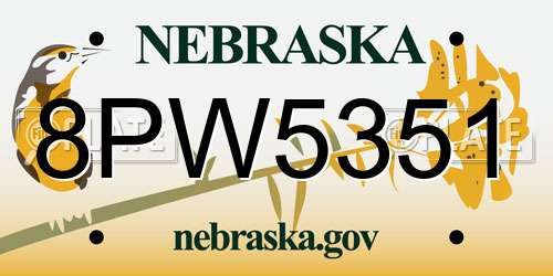 8PW5351 Nebraska License Plate