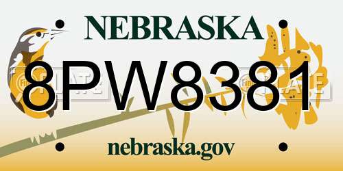 8PW8381 Nebraska License Plate
