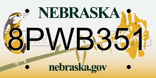 8PWB351 Nebraska License Plate