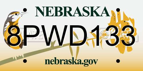 8PWD133 Nebraska License Plate