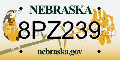 8PZ239 Nebraska License Plate