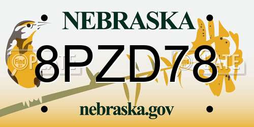 8PZD78 Nebraska License Plate