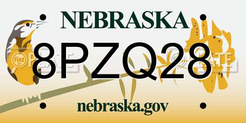 8PZQ28 Nebraska License Plate