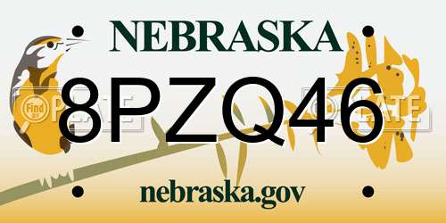 8PZQ46 Nebraska License Plate