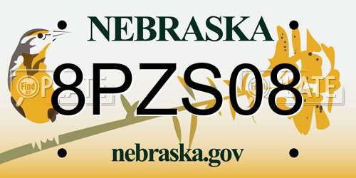 8PZS08 Nebraska License Plate