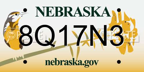 8Q17N3 Nebraska License Plate
