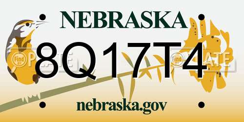 8Q17T4 Nebraska License Plate