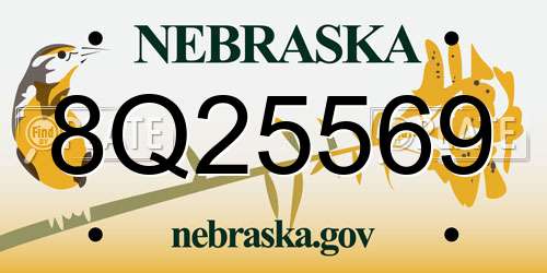 8Q25569 Nebraska License Plate