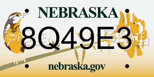 8Q49E3 Nebraska License Plate