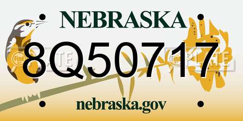 8Q50717 Nebraska License Plate