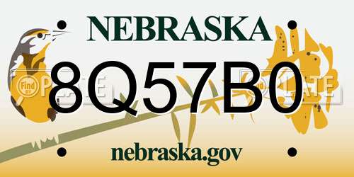 8Q57B0 Nebraska License Plate