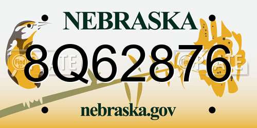 8Q62876 Nebraska License Plate