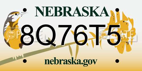 8Q76T5 Nebraska License Plate