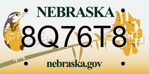 8Q76T8 Nebraska License Plate