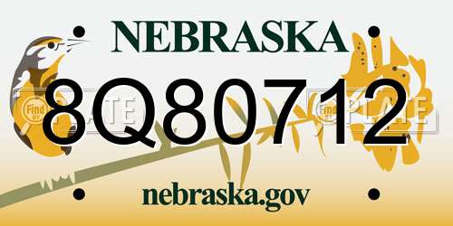 8Q80712 Nebraska License Plate