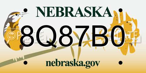 8Q87B0 Nebraska License Plate