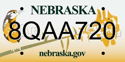 8QAA720 Nebraska License Plate