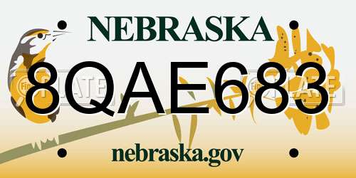 8QAE683 Nebraska License Plate