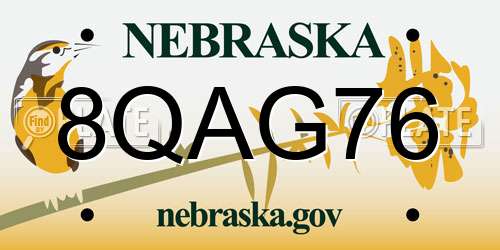 8QAG76 Nebraska License Plate