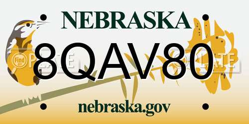 8QAV80 Nebraska License Plate